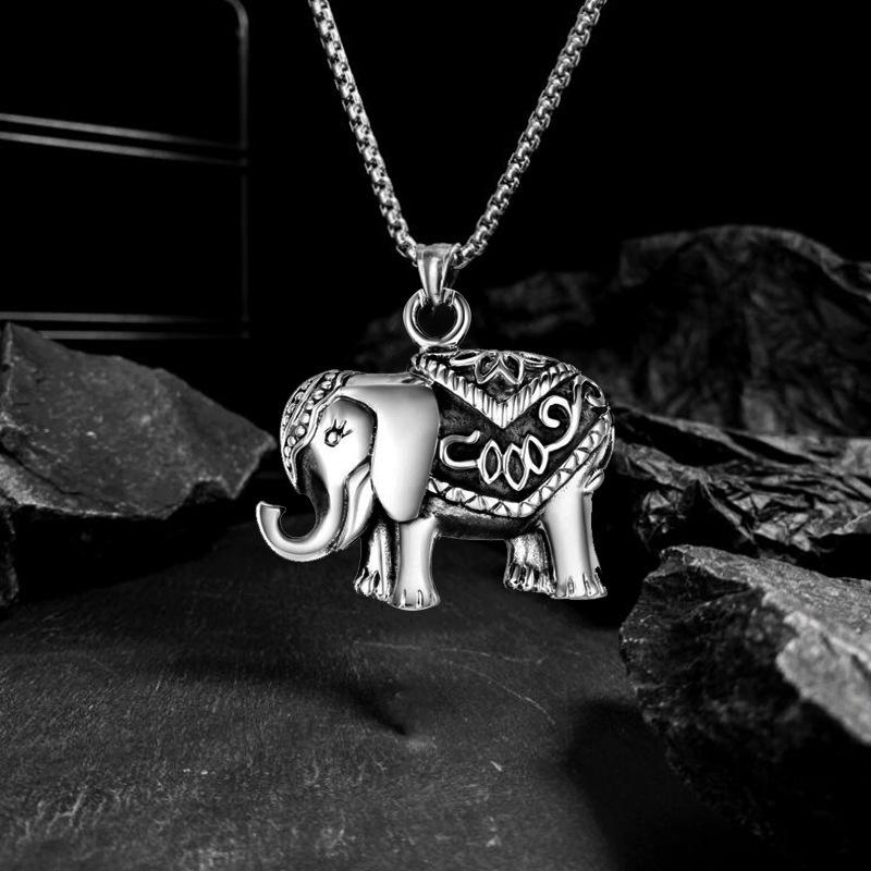 Necklace for Men Retro Skull Elephant Shaped Pendant