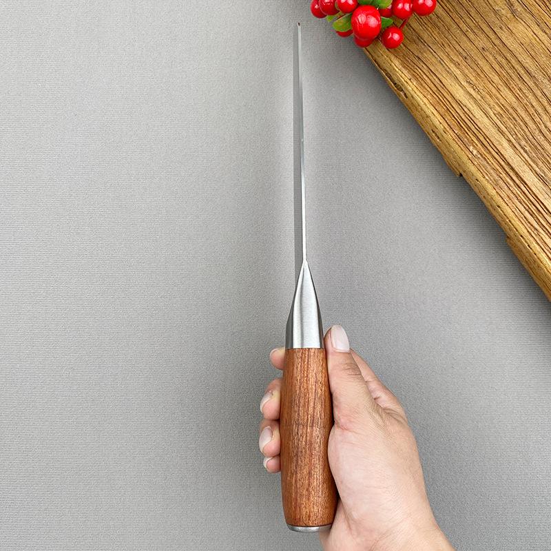 Meat Cleaver Stainless Steel Slicing Knife Laser Damascus Pattern Meat Chopping Butcher Knife Wood Handle Kitchen Chef Knife