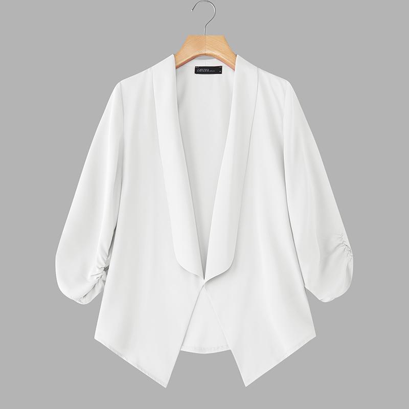 ZANZEA Women Casual Turn Down Collar Loose Long Sleeve Cardigan Tops