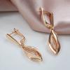 1 Pair Golden Color Long Leaf Drop Earrings for Women Zircon Elegant Wedding Jewelry Trendy Dangle Earrings