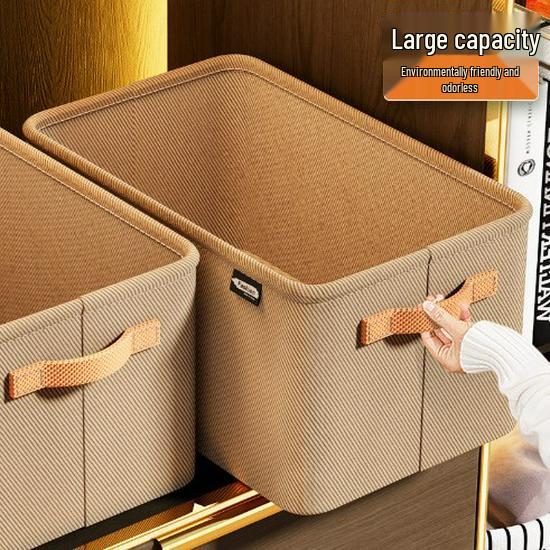 

Thickened Fabric Clothes Storage Box for Dorm or Home Wardrobe Medium 35x25x22CM кавовий
