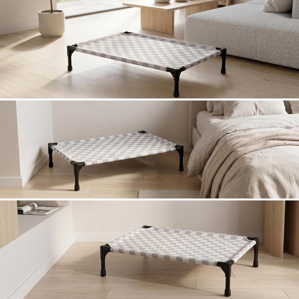 Breathable Raised Pet Cot Black Frame Bed for Indoor