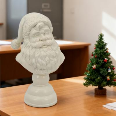Santa Claus Head Figurine Father Christmas Statue Resin Sculpture Home Office Holiday Party Desktop Decoration Ornament