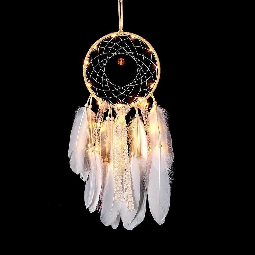 Girls Room Decor - Heart Shaped Dreamcatcher with Feathers, Boho Hanging Wall Ornament