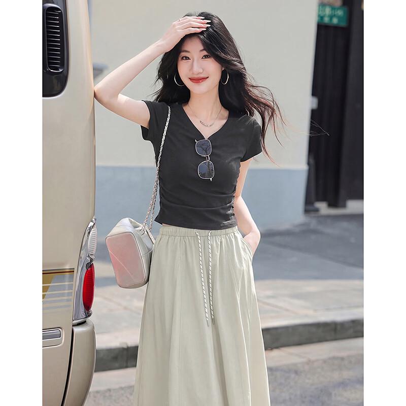 Graceful Age Elegant Short Sleeve Tee & Mid-Length Skirt Set 262221T1