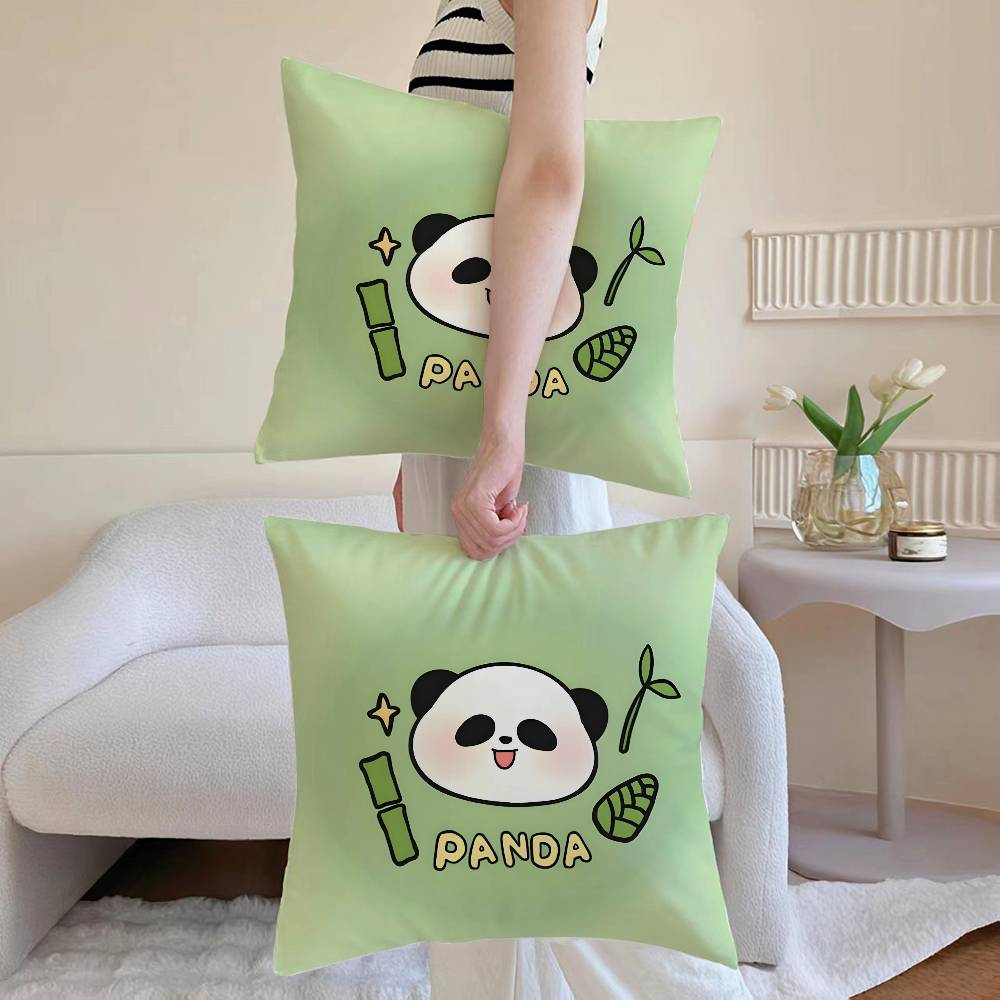 Lovely Panda Pillow Case Anti-dustmite Pillowcase Invisible Zipper Silky Short Plush Sofa Cushion Cover