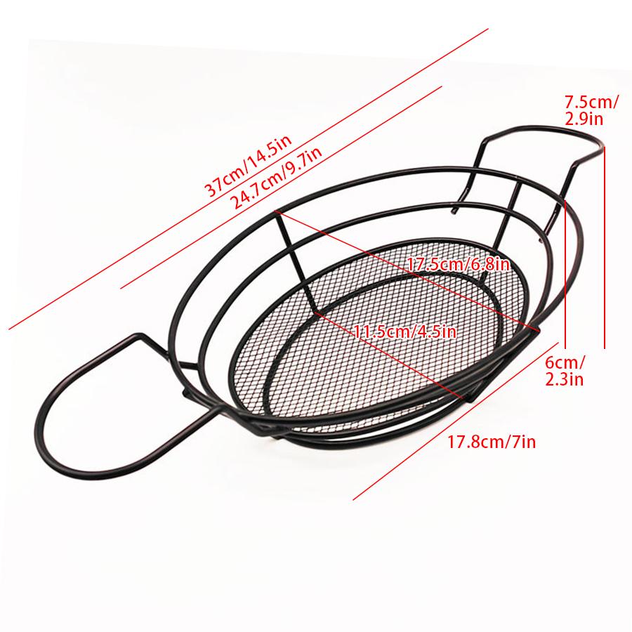 

1PC Creative Oval double ear fries Fry Basket Snack Blue stainless steel fried chicken frame Bread basket Fried food frame