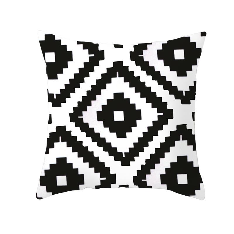Simple Black and White Plaid Geometric Wave Pattern Cushion Cover Home Living Room Sofa Decorative Pillow Pillow Cover