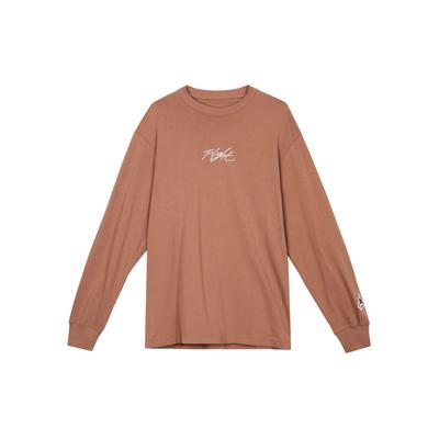 Flight Essentials Bestickte Schrift Lockerer Rundhalsausschnitt Langarm T-Shirt Unisex Oberteile Vintage-Braun DN4428-256