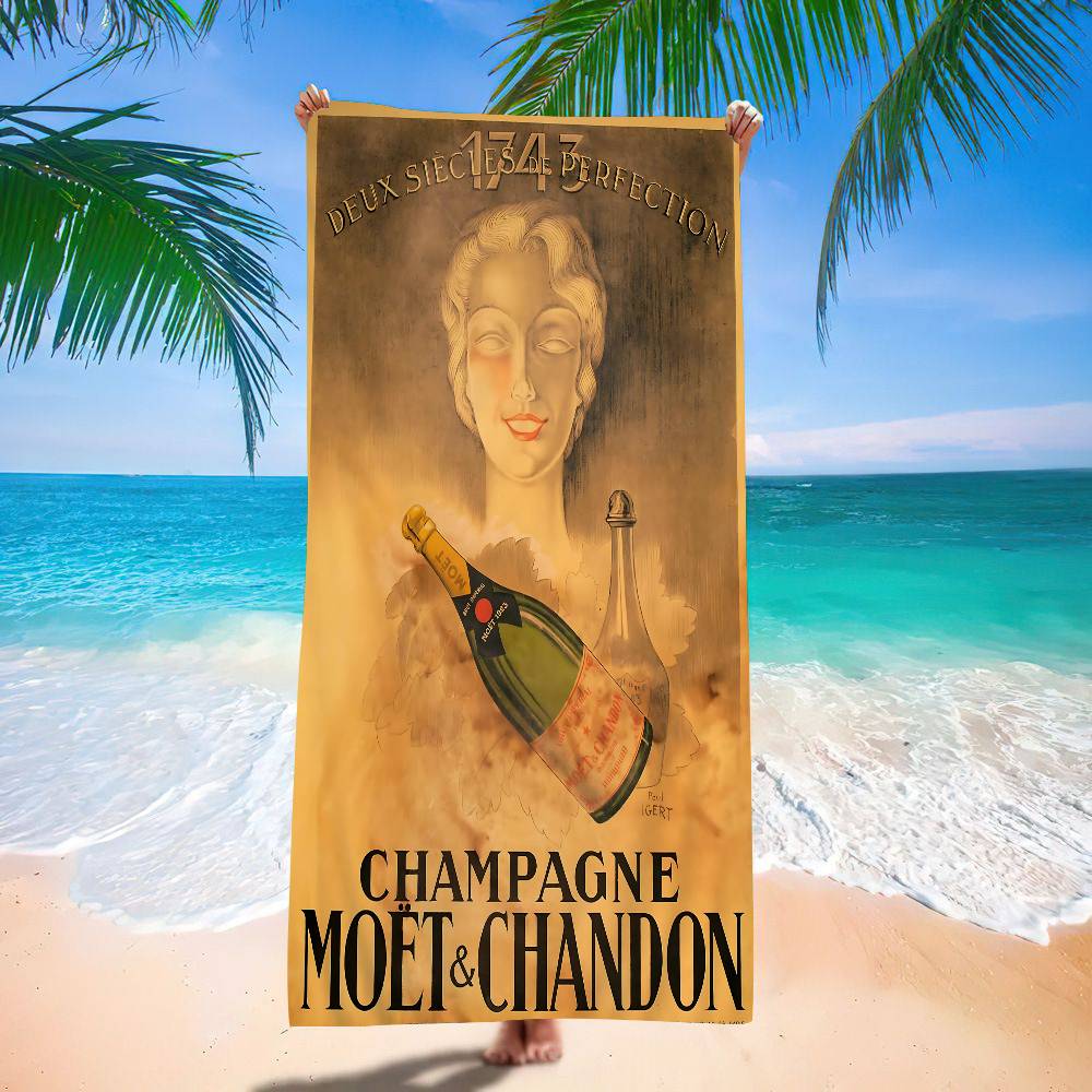 Champagner Logo M-Moet C-Chandon Mikrofaser Bedrucktes Strandtuch Bergsteigen Yoga Strand Schwimmen Laufen Saugfähig Weich