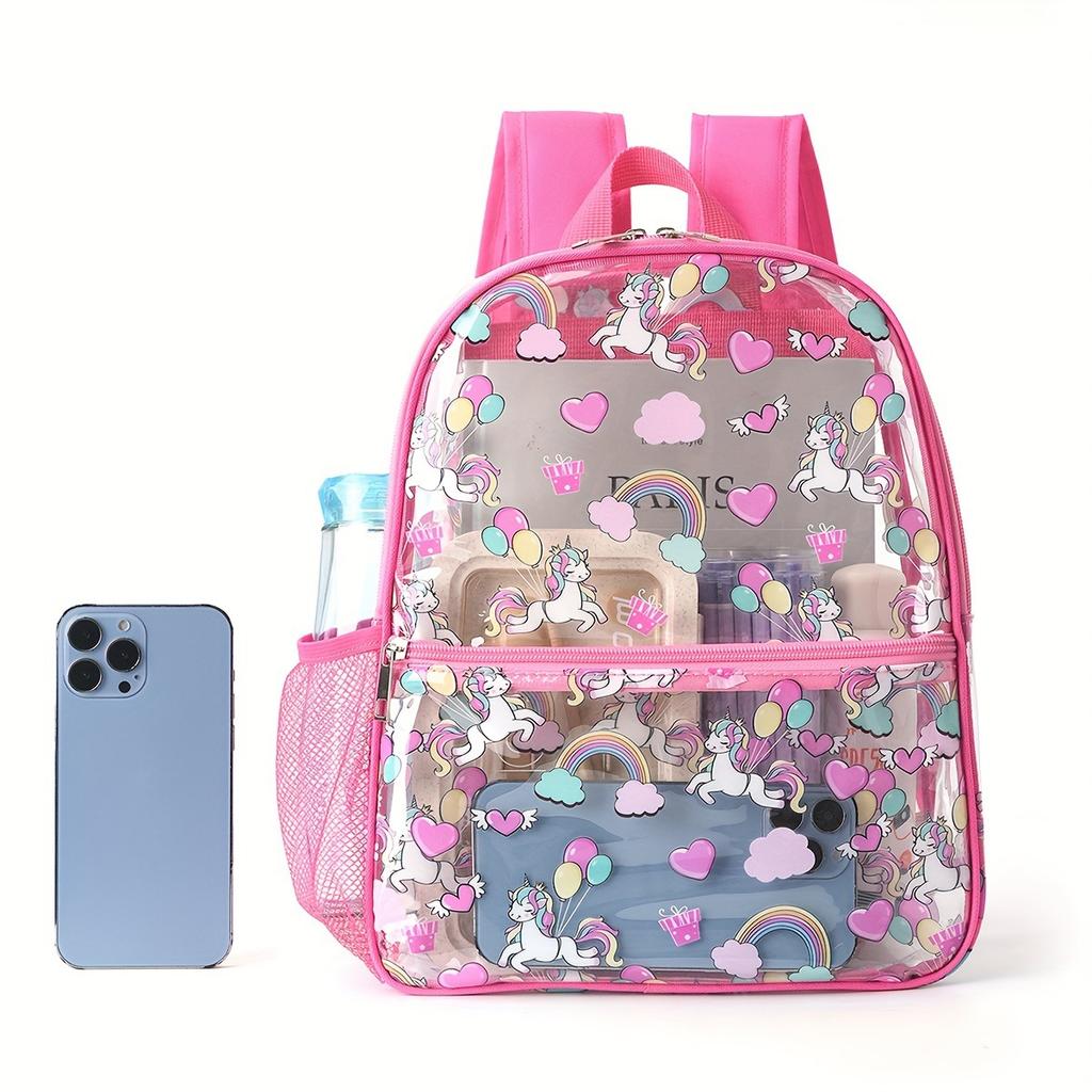 Printed Transparent Backpack Waterproof PVC Storage Bag Student Schoolbag Large-Capacity Transparent Backpack