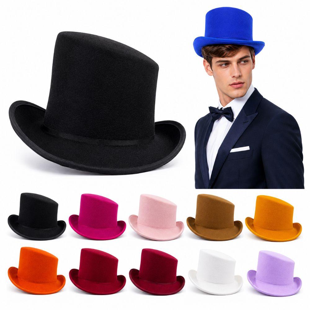 Windproof Slanted Top Hat Warm Slanted Magician's Hat Fashion Fedora Hat Autumn Winter