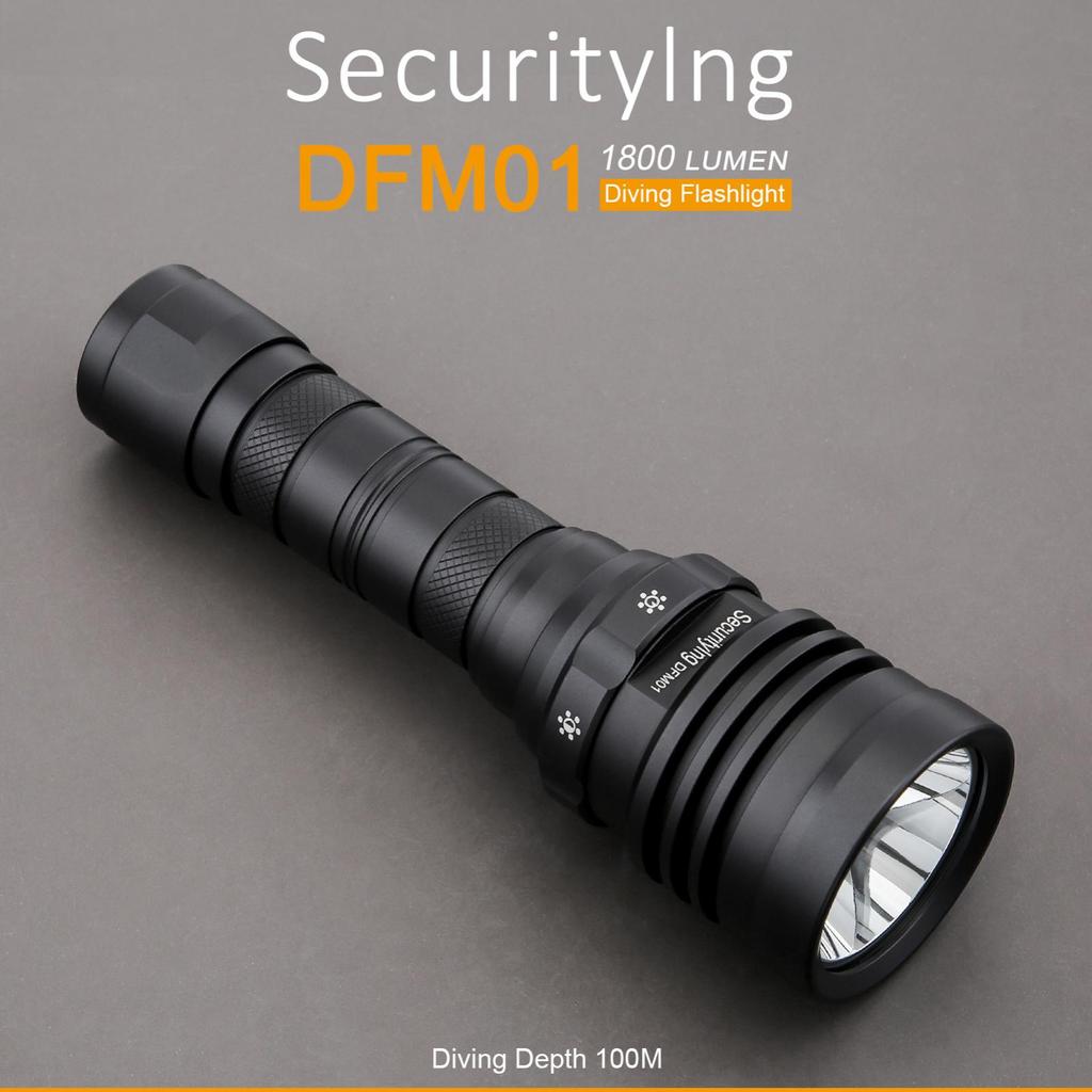 SecurityIng DFM01 1800LM 5 Modes Light Scuba Diving Flashlight for Diving with Magnetic Rotary Switch