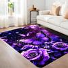 Purple Flowers and Butterflies Printing Large Rug Soft Room Carpet Floor Mat Sofa Bedroom Home Easy Clean Decor Very Beautiful