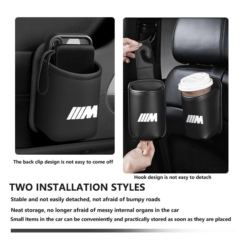 NTSM5 Car Leather Cup Holder Hang Drink Storage Box Accessories For BMW M F10 F20 F30 F40 F15 F25 F26 F31 F49 E62 E83 E84