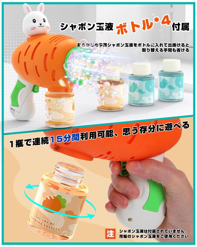 EagleStone Electric Bubble Gun Toy Set of 2 with 4 Spare Bottles, 10 Bubble Holes, LED Light, and LED Lights. Perfect for Kids, Weddings, Camping,