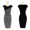 Womens Elegant Fashion Summer V Neck Stripe Party Bodycon Pencil Dress Office