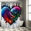 Abstract Dripping Heart Shower Curtain - Waterproof, Mildew-Resistant, Machine Washable for Artistic Bathroom Decor