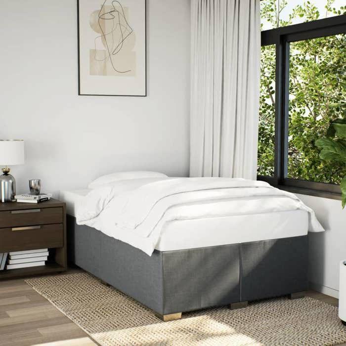 VidaXL Bed Frames Dark Grey 120x190 Cm Fabric, Slatted Base, Platform Bed Frame, Upholstered Bed Frame, Bedroom Furniture 3284458