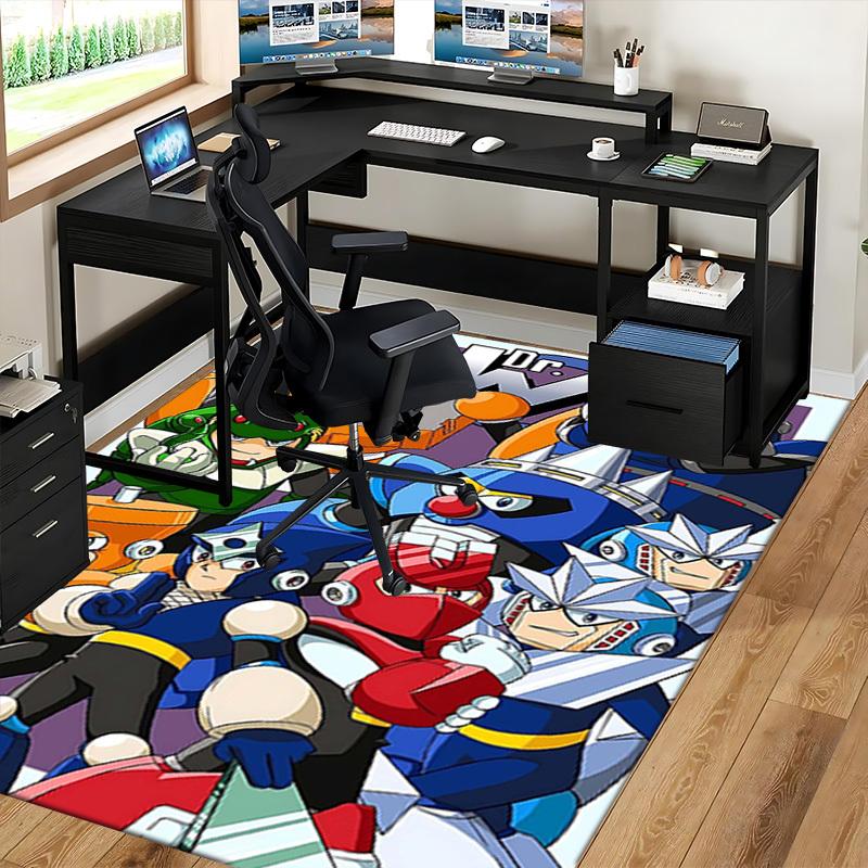 1pc Anime Mega Man Chair Mat - Office Desk Carpet, Non-Slip Rug for Home Decor, Gaming Room, Bedroom, Living Area, Birthday Gift, Seasonal Decoration.