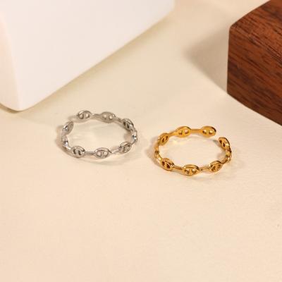 Gold-plated Stainless Steel Hollow Opening Ring Light Luxury High-end Design Jewelry