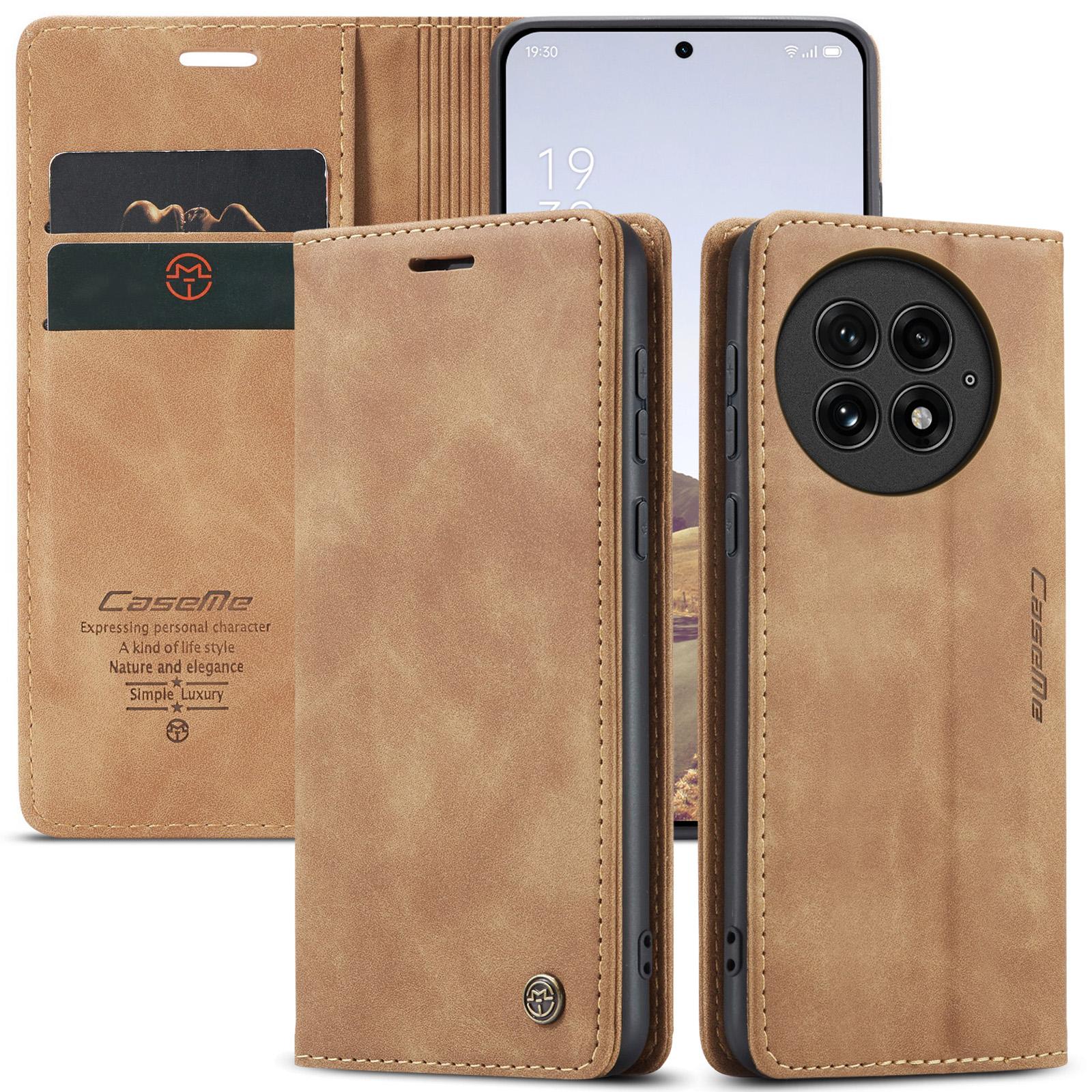 

For OnePlus 13 Wallet Case CASEME 013 Series PU Leather Phone Cover Stand Brown
