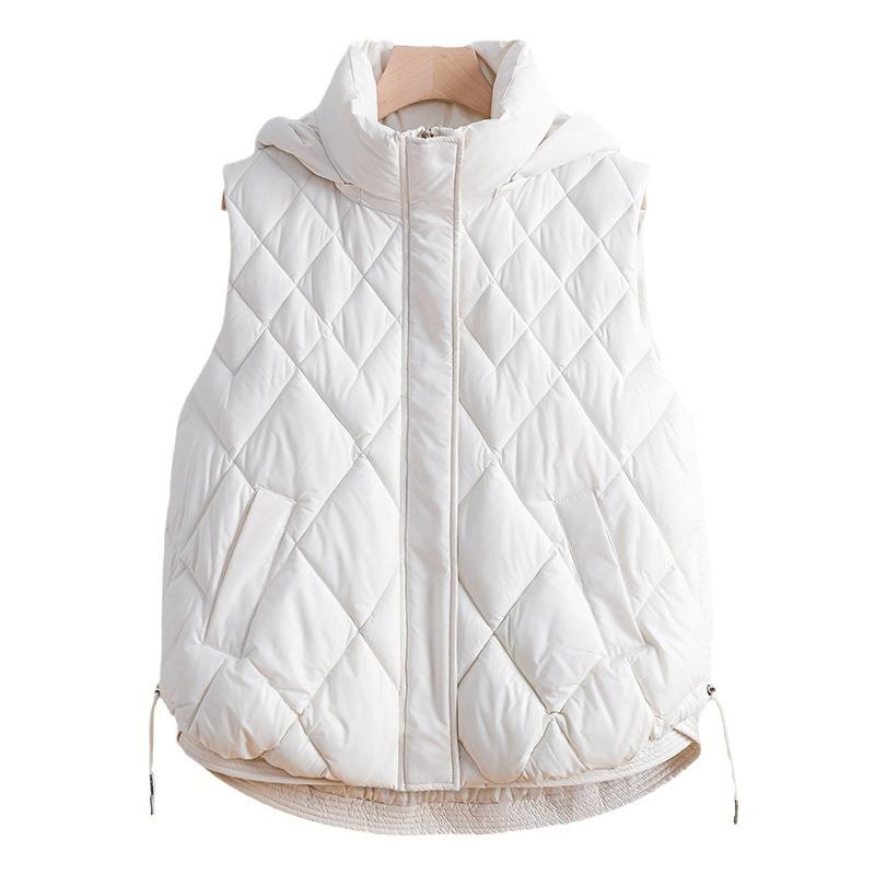 Jacket down cotton vest women's autumn and winter new temperament hooded cotton-padded vest short vest diamond