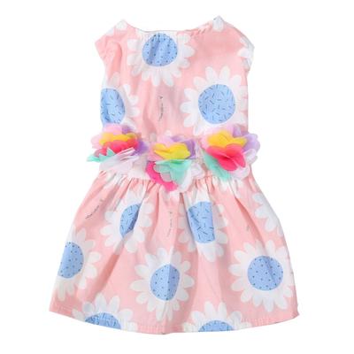 Hunde Kleid Weich Atmungsaktiv Niedlich Modisch Welpen Sommerkleid mit Blumendekor für Täglich Party Fotografie Rosa
