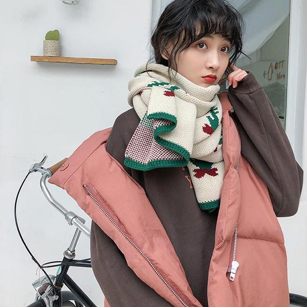 Christmas Gift Japanese Style Knitted Wool Scarfs Women's Autumn and Winter Korean Style Long Thickened All-match Scarfs