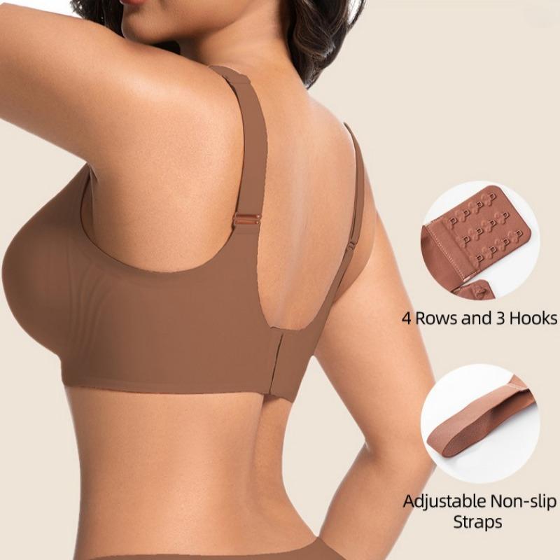 European Seamless Deep V Bra for Women Gathered Side Bust Coverage Anti-Sagging Daily Comfort Intimates