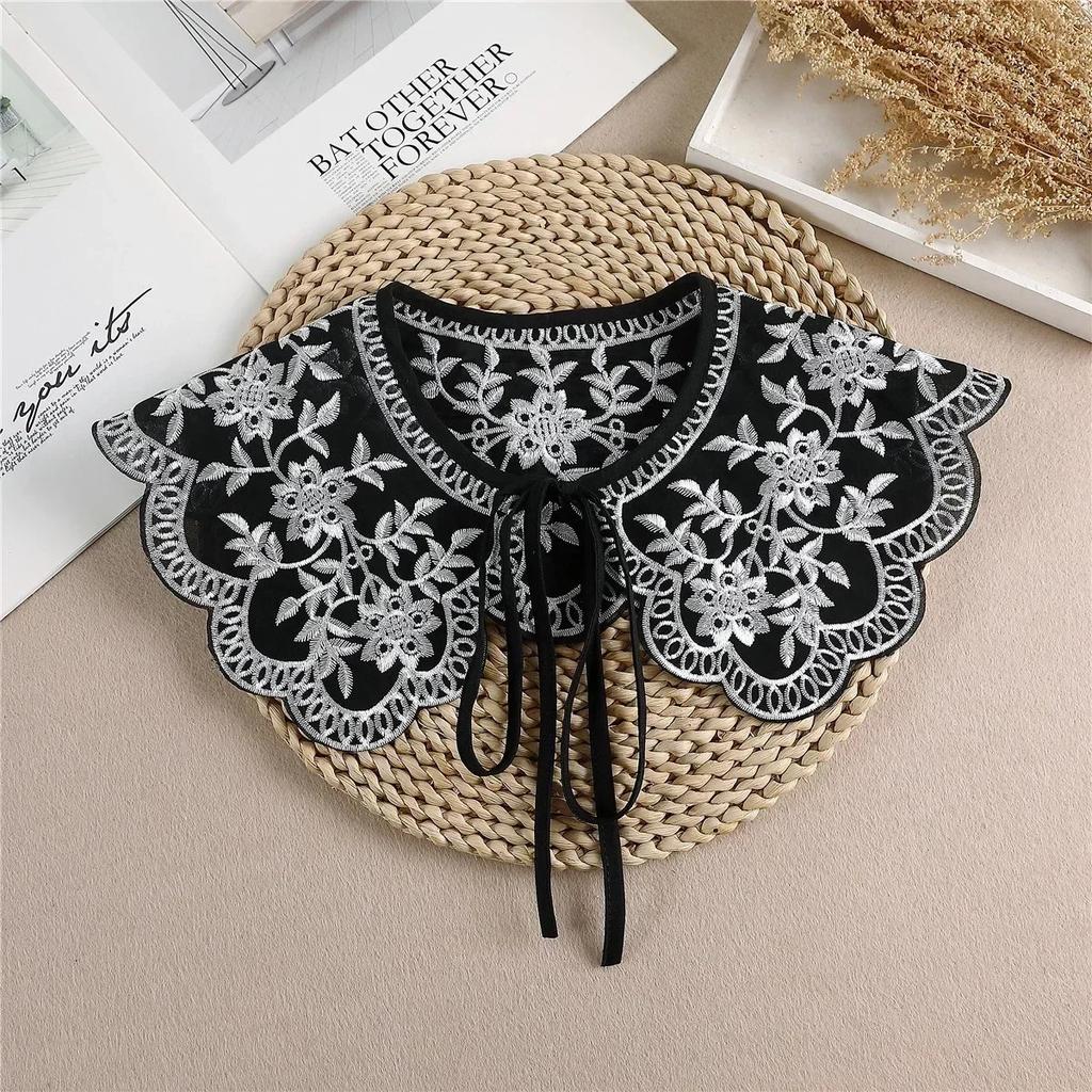 Summer Bow Tie Shawl White Fake Collars for Women Removable Dress Detachable Collar Wrap Shawl  False Collar Decor