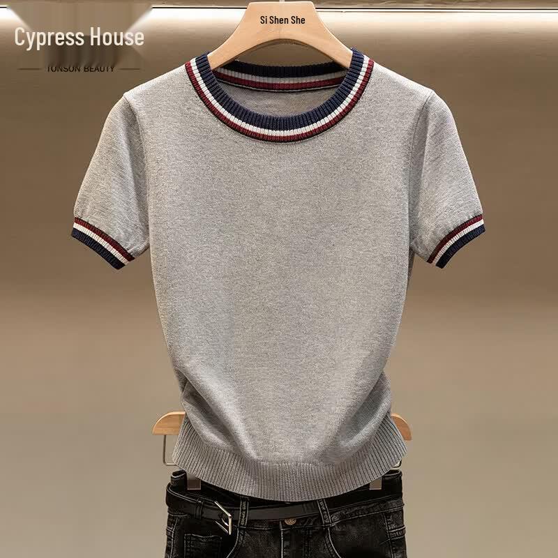Women s Loose Fit Color Block Short Sleeve Knit Top One Size