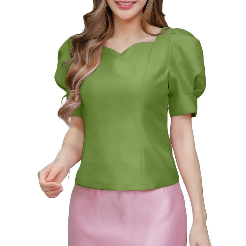 ZANZEA Womens Summer Casual Short Sleeve Satin Blouse