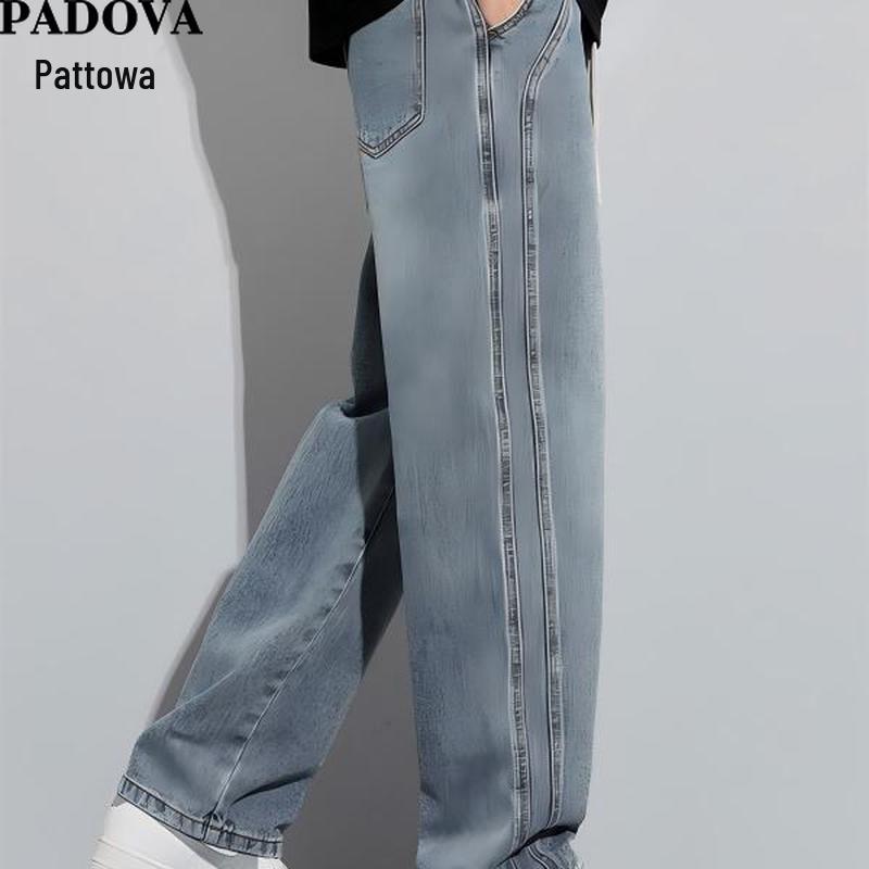 Men s Loose Straight Fit Elastic Waist Denim Pants M