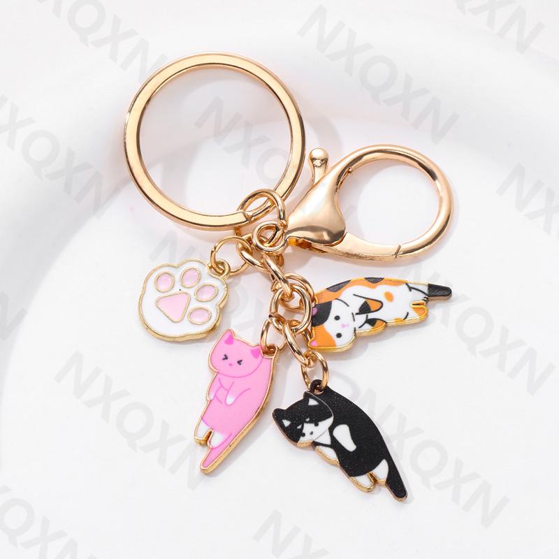 Kawaii Cat Keychain Pet Paw Key Ring Animal Footprint Key Chains Souvenir Gifts For Women Men Cay Keys DIY Handmade Jewelry