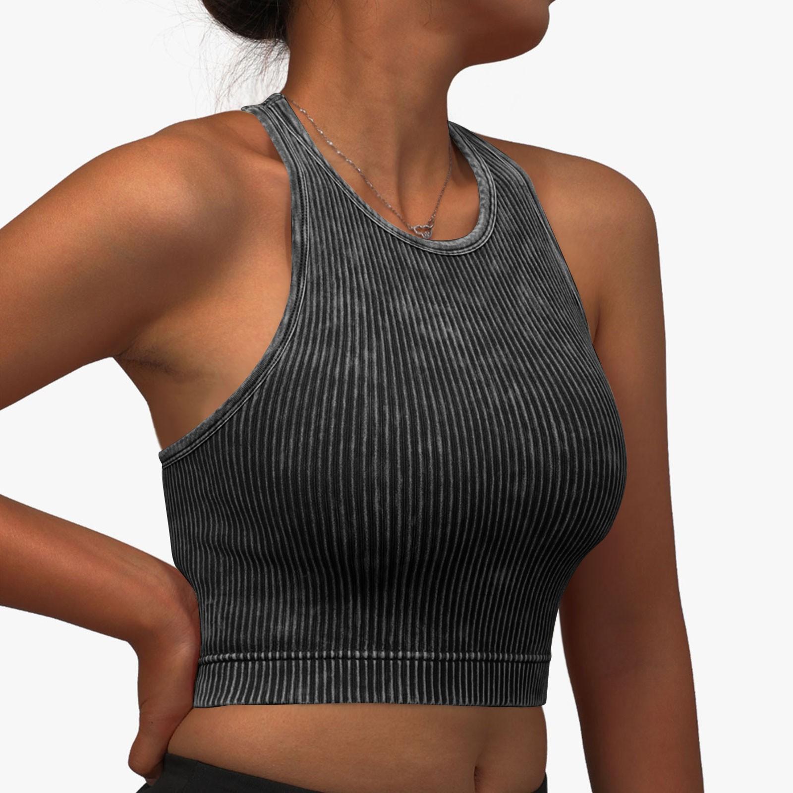 Женские однотонные спагетти с тонкой лямкой Racerback для тренировок, йоги, тренажерного зала, фитнеса, спортивные топы L чёрный