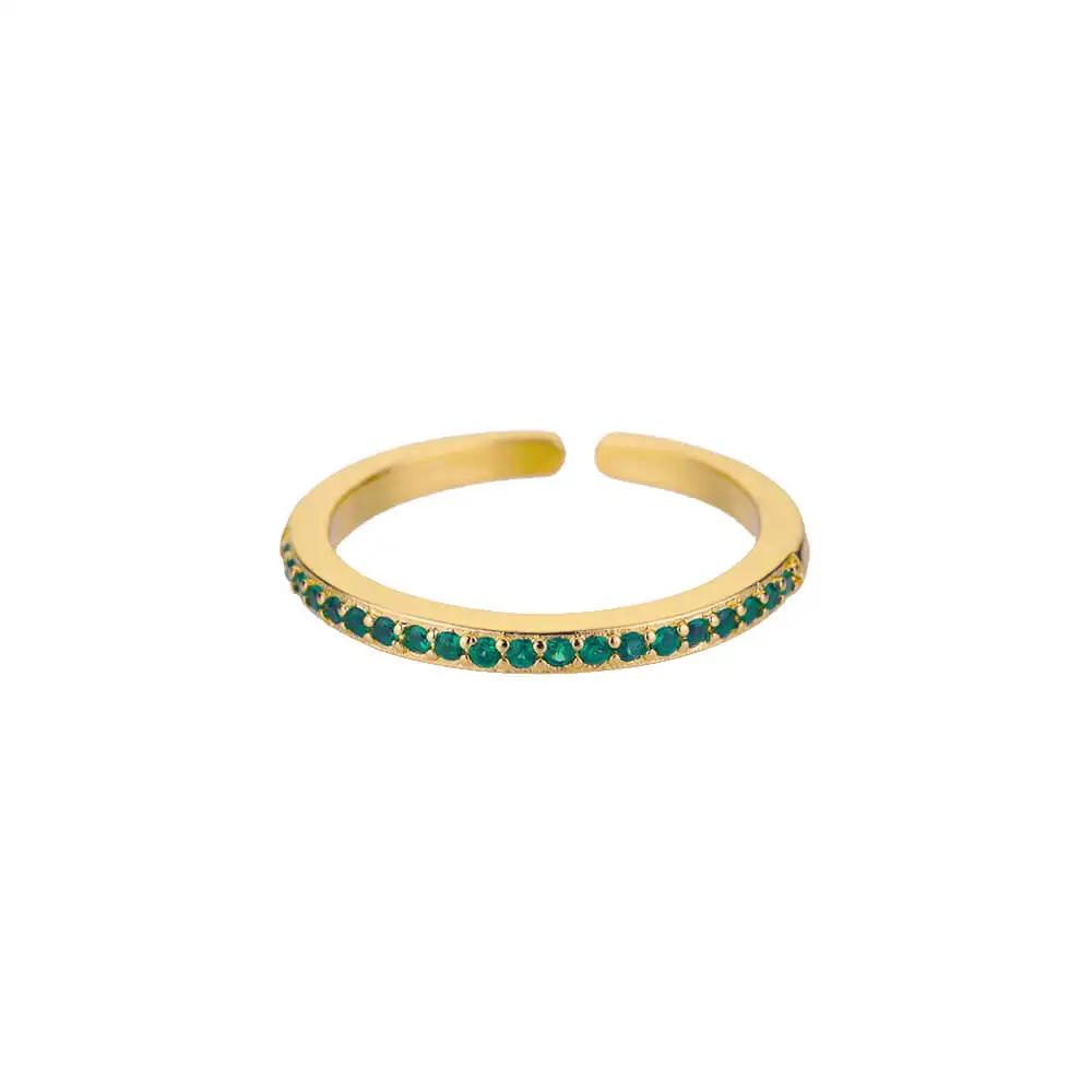 Geometric Colorful Zircon Gold Ring for Women