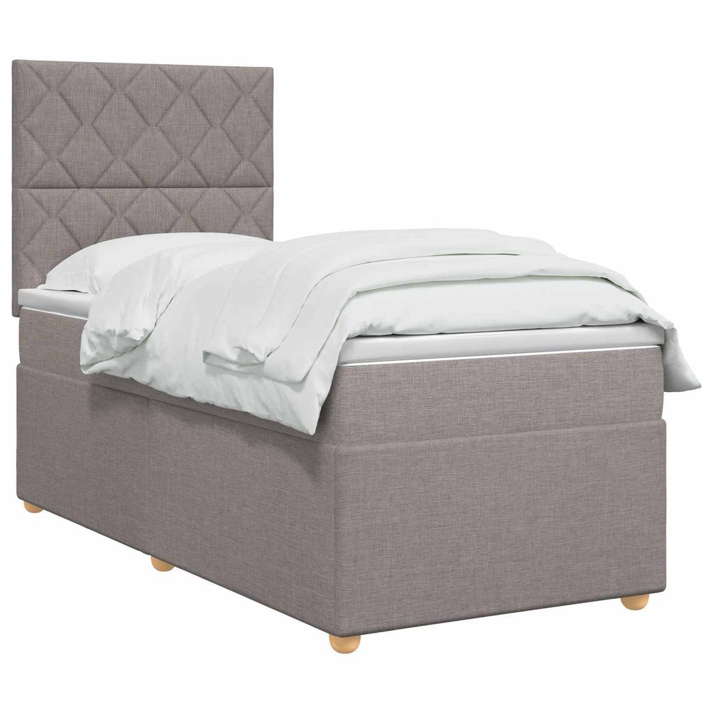 Box Spring Bed with Mattress and Headboard Taupe 80 X 200 Cm Fabric