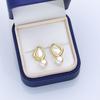 Natural Freshwater Pearl Stud Earrings S925 Sterling Silver Earrings Fritillary Zircon Pearl Earrings Light Luxury High Sense