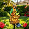 Lumière de Jardin Solaire Perroquet, Alimentée par LED Oiseau Tropical Poteau Décoratif de Cheminée Pic d'Ancrage Étanche d'Extérieur pour Patio Cour Pelouse