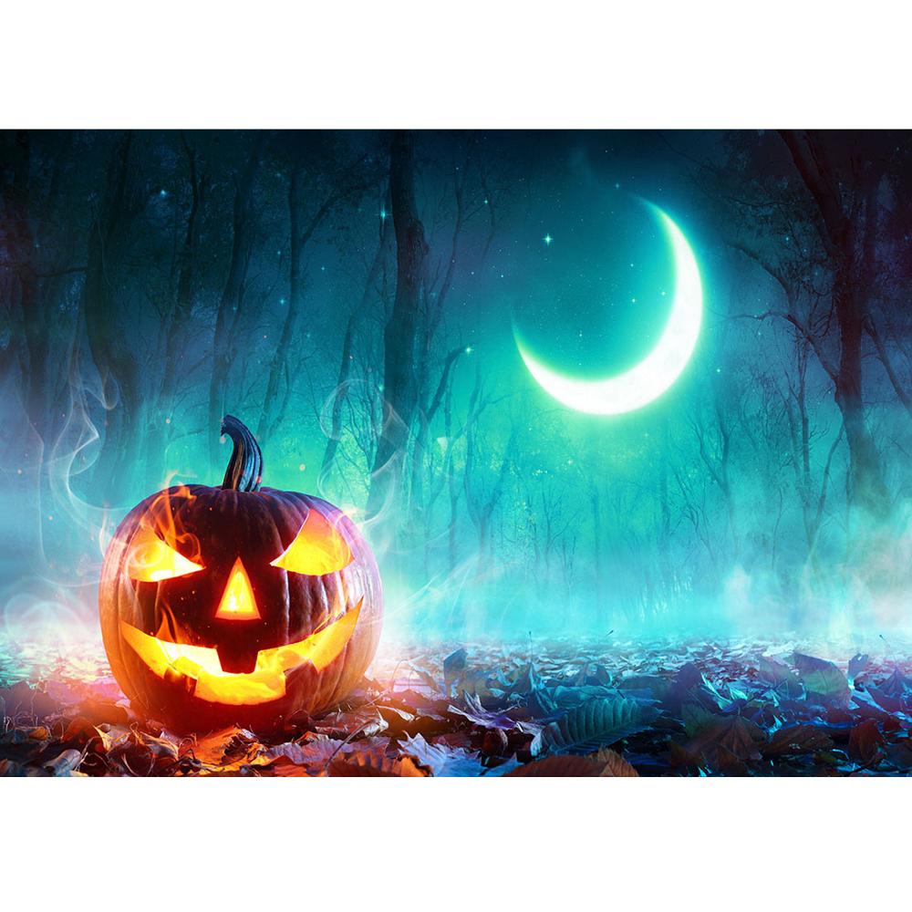 Wooden Board Photography Background Halloween Pumpkin Lamp Vinyl Photocall Backdrop for Children Baby Photobooth Photo Studio
