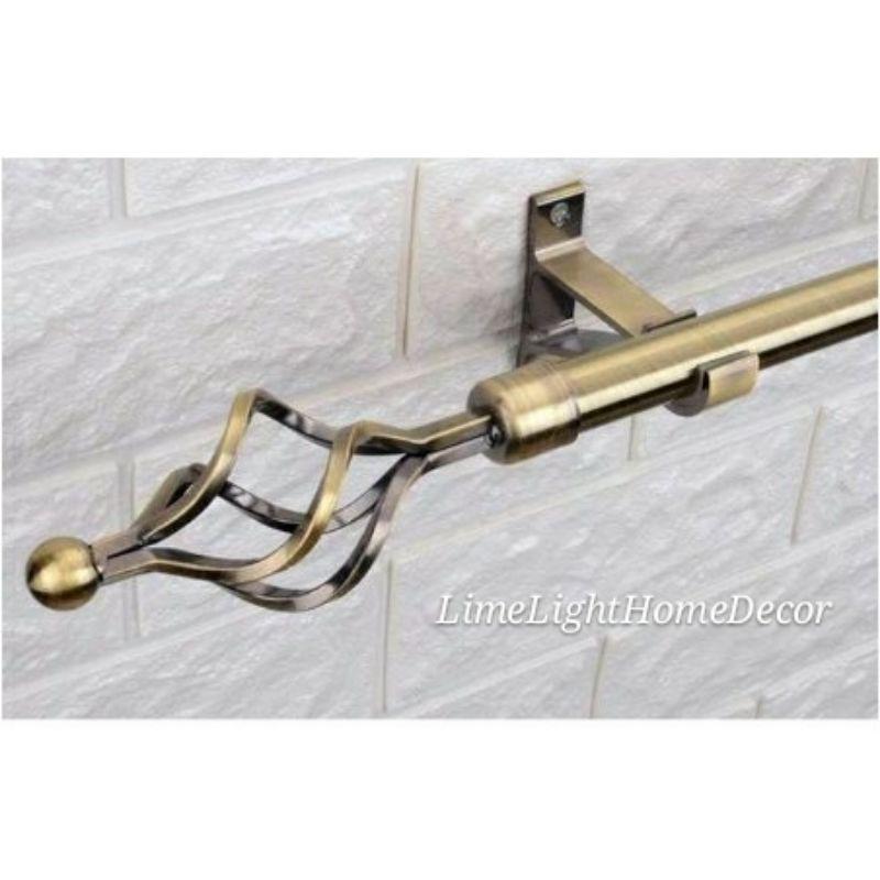 Extendable Metal Spiral Curtain Rod Set With Complete Accessories,Bracket Screws & Tox Thick 25/28Mm