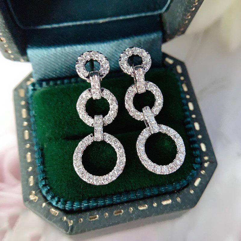 2026 New Trendy Exquisite Zircon Elegant Earrings, High-end Geometric Circular Tassels, High-end Fashion Personalized Zircon