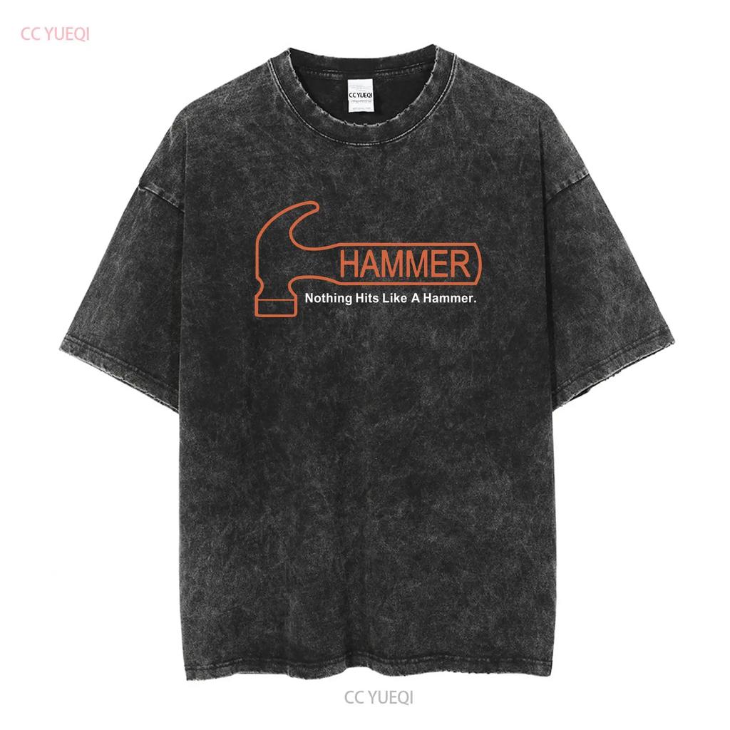 Hammer Bowling Logo Mens Black T Shirt Size S 5XL Long or Short Sleeves Vintage Washed Casual Graphic Streetwear Unisex