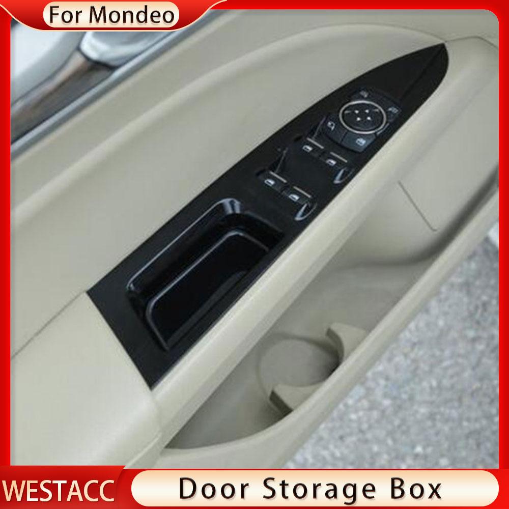 4Pcs Car Door Armrest Storage Box Tray for Ford Fusion Mondeo 2014 2015 2016 Door Arm Rest Container Orgainzation