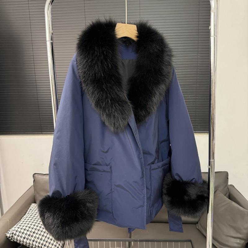 

Женский зимний пуховик из лисьего меха, новый, нишевый, с высококлассным чувством дизайна, утолщенный пуховик из гусиного пуха, средней длины M