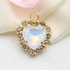 10 Pieces of 15 * 20mm Peach Heart Mocha Rhinestone Pendant, DIY Handmade Pet Necklace Accessories, Clothing, Wedding Decoration