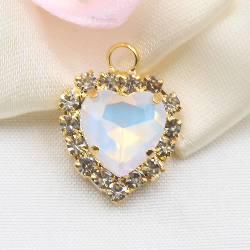 10 Pieces of 15 * 20mm Peach Heart Mocha Rhinestone Pendant, DIY Handmade Pet Necklace Accessories, Clothing, Wedding Decoration