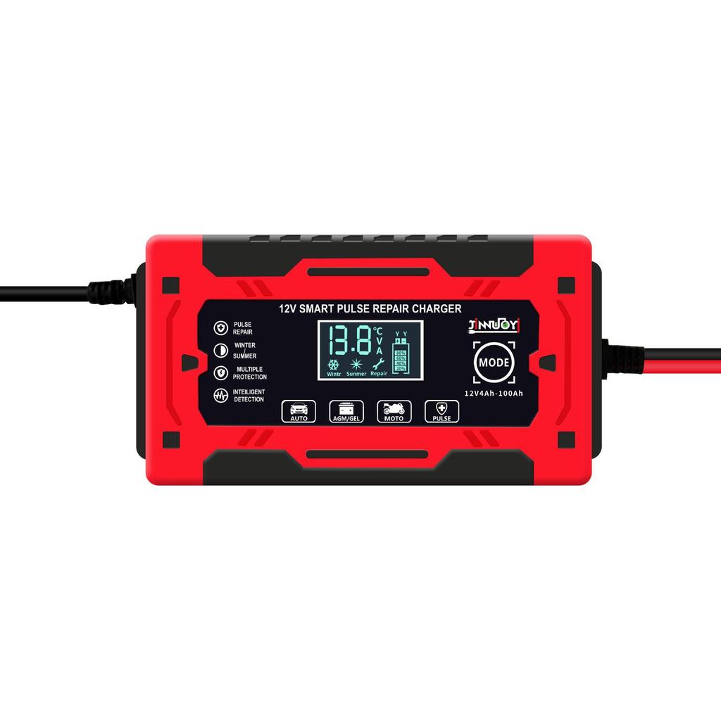 12V Smart Motorcycle Battery Charger with Pulse Repair - Universal Lead-Acid Charger