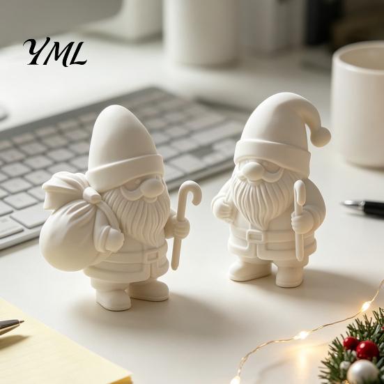 Unfinished White Ornament 3D Printed Santa Claus Figure for DIY Painting, Christmas Tabletop Holiday Decor Ornament, Resin Figurine Desk Shelf Display